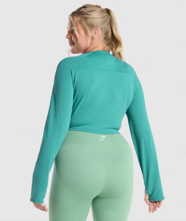 Damske Crop Top Gymshark Training Long Sleeve Tyrkysové | NE0783142